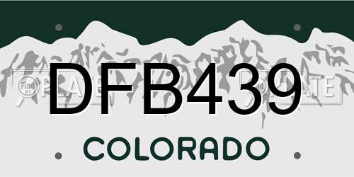 DFB439 Colorado License Plate