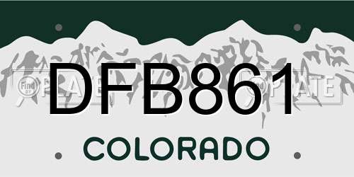 DFB861 Colorado License Plate
