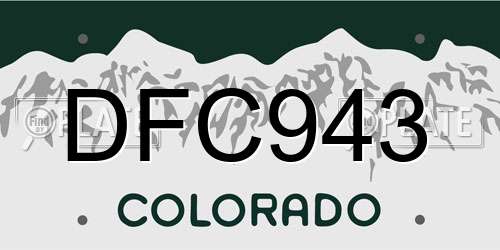 DFC943 Colorado License Plate