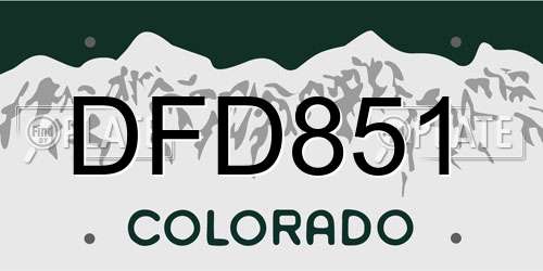 DFD851 Colorado License Plate