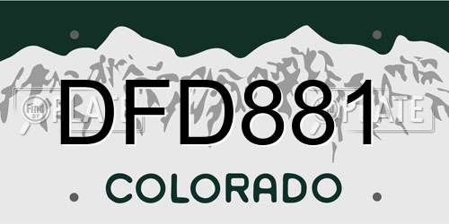 DFD881 Colorado License Plate