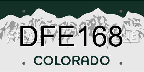 DFE168 Colorado License Plate