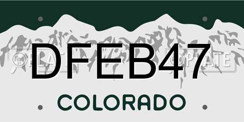 DFEB47 Colorado License Plate