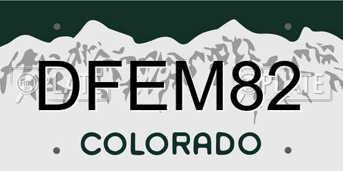 DFEM82 Colorado License Plate