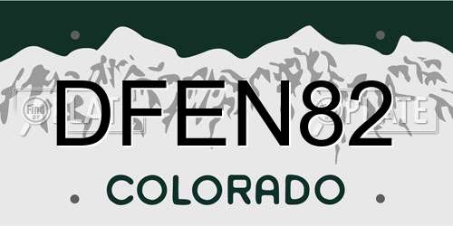 DFEN82 Colorado License Plate