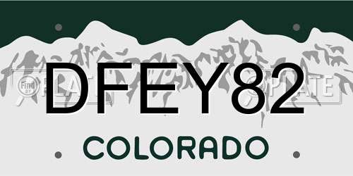 DFEY82 Colorado License Plate