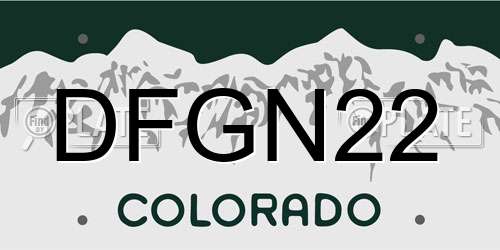 DFGN22 Colorado License Plate