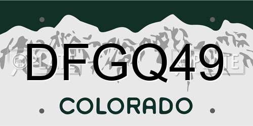 DFGQ49 Colorado License Plate