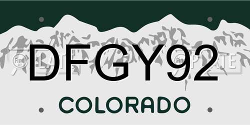 DFGY92 Colorado License Plate