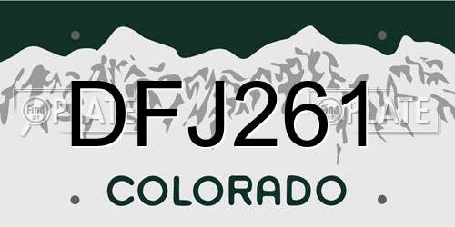 DFJ261 Colorado License Plate