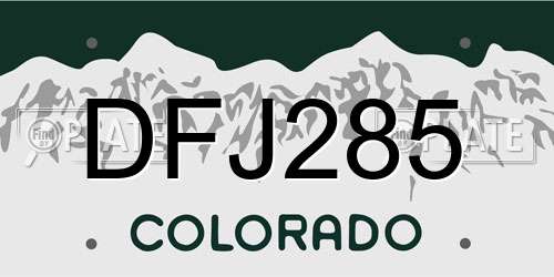 DFJ285 Colorado License Plate