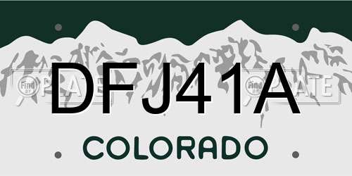 DFJ41A Colorado License Plate