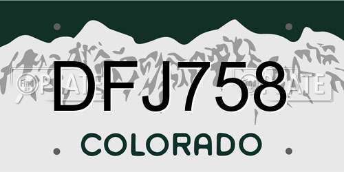 DFJ758 Colorado License Plate