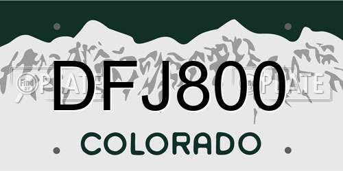 DFJ800 Colorado License Plate