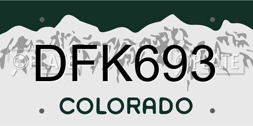 DFK693 Colorado License Plate