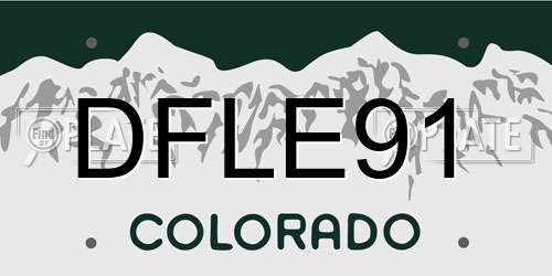DFLE91 Colorado License Plate