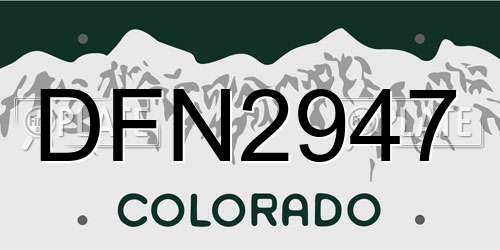 DFN2947 Colorado License Plate