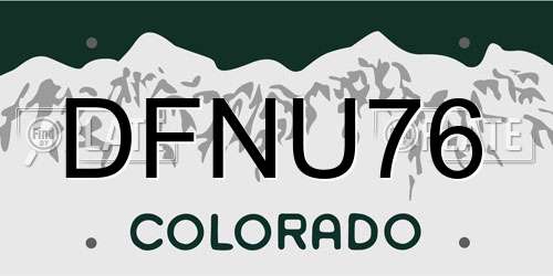 DFNU76 Colorado License Plate