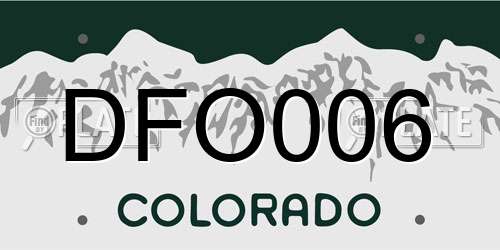 DFO006 Colorado License Plate