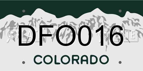 DFO016 Colorado License Plate