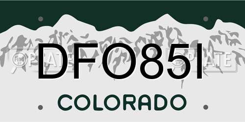 DFO85I Colorado License Plate