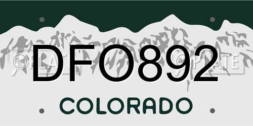 DFO892 Colorado License Plate