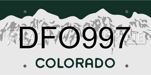 DFO997 Colorado License Plate