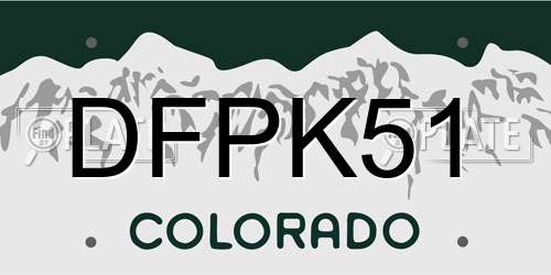 DFPK51 Colorado License Plate
