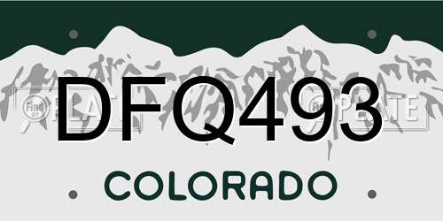 DFQ493 Colorado License Plate