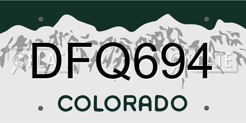 DFQ694 Colorado License Plate
