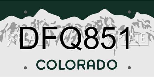DFQ851 Colorado License Plate