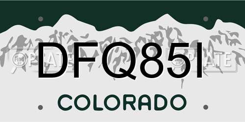 DFQ85I Colorado License Plate