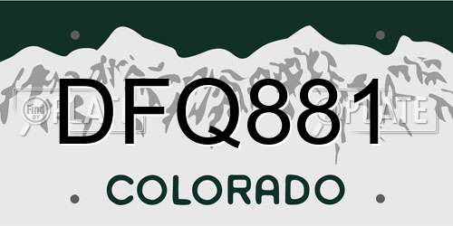 DFQ881 Colorado License Plate