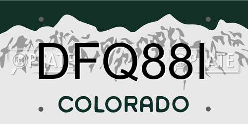 DFQ88I Colorado License Plate