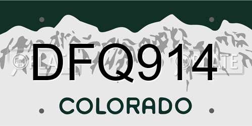 DFQ914 Colorado License Plate