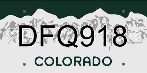 DFQ918 Colorado License Plate
