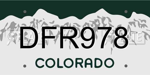 DFR978 Colorado License Plate