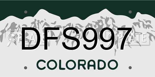 DFS997 Colorado License Plate