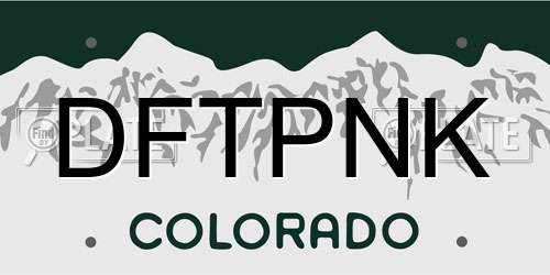 DFTPNK Colorado License Plate