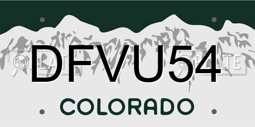 DFVU54 Colorado License Plate