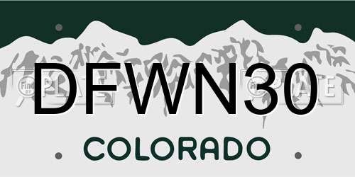 DFWN30 Colorado License Plate