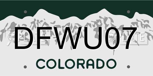 DFWU07 Colorado License Plate