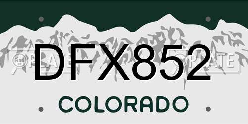DFX852 Colorado License Plate