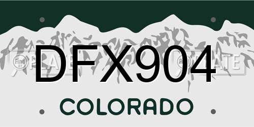 DFX904 Colorado License Plate