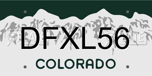 DFXL56 Colorado License Plate