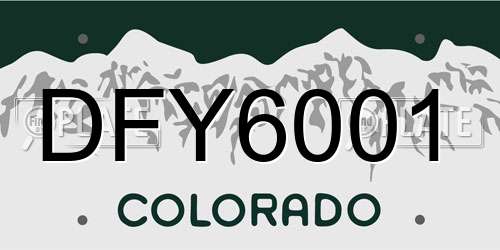 DFY6001 Colorado License Plate
