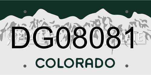 DG08081 Colorado License Plate