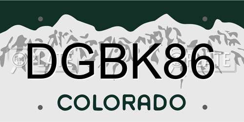 DGBK86 Colorado License Plate