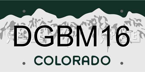 DGBM16 Colorado License Plate