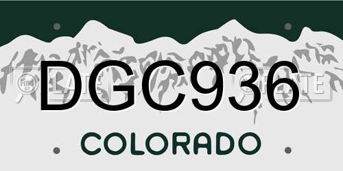 DGC936 Colorado License Plate